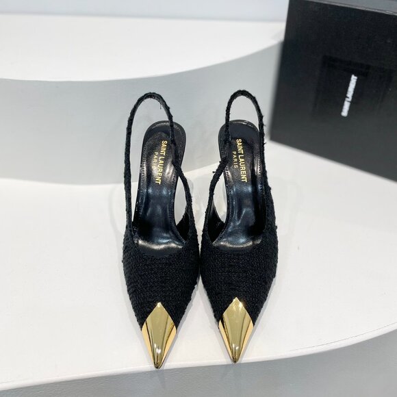 Saint Laurent Slingback Tweed In Size 37/ 10 cm heel / Never Worn - Picture 2 of 7